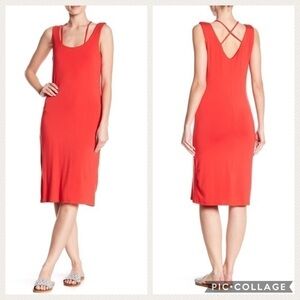 Bobeau Crisscross Dress Red XL NWT Women’s Midi